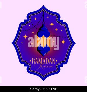 Ramadan Kareem Vektor-Illustration. Ramadan Fanous Lantern ist ein islamisches Grußkartenkonzept mit Platz für Text. Stock Vektor