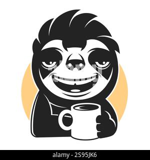 Niedliches Vektor-Faultier mit Coffee Time Schriftzug. Kann für Karten, Flyer, Poster und T-Shirts verwendet werden. Stock Vektor