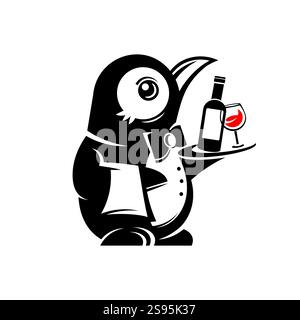 Abbildung des Pinguin-Vektors. Inspiration für kreatives Tierlogo. Kann als Symbole, Markenidentität, Symbole oder andere verwendet werden. Farbe und Text können geändert werden Stock Vektor