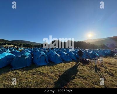 Zelte für das El Cruce-Rennen in San Martin de los Andes, Argentinien Stockfoto