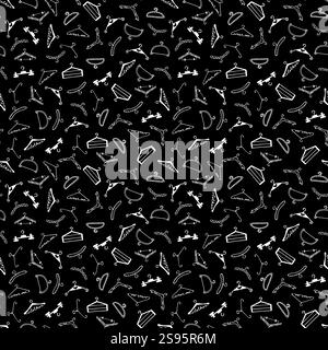 Daodle nahtlose Kleiderbügel Muster. Handgezeichnetes, niedliches Design mit Kritzchen. Grafikdesign Element für Scrapbook, Mode Kleidung Shop Website, Stock Vektor