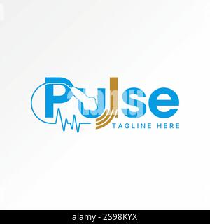 Logo Design Grafik Konzept kreative Premium Vektor Stock Bild Top Verkauf Wort Text Pulse Stiel Blätter Blatt heilen medizinische Sonar Signal Router Tech Laser Stock Vektor