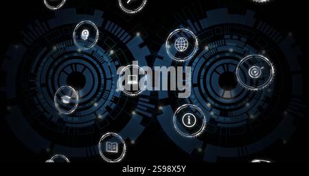 Bild von Geschäftssymbolen über Scans Stockfoto