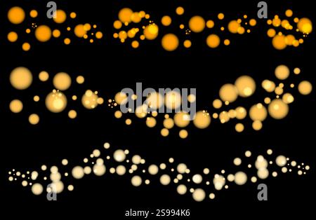 Bokeh-Unschärfe-Illustration mit goldenen und weißen runden Lichtern für kreatives Design und Hintergründe Stock Vektor