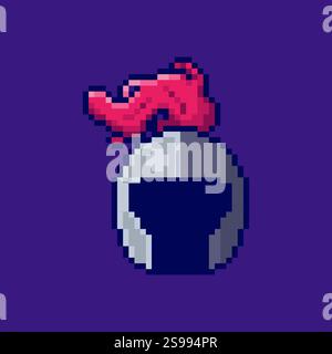 Pixel Art Mittelalter Knight Helm Spiel Asset Design Stock Vektor