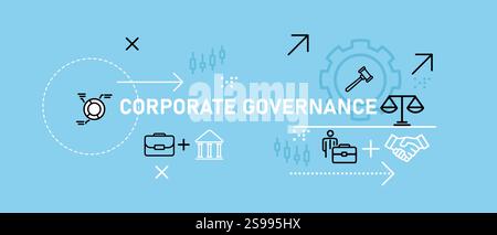 Corporate Governance-Konzept, das die Unternehmensrichtlinien der Geschäftsleitung und die Einhaltung rechtlicher Vorschriften für Mitarbeiterbeziehungen hervorhebt Stock Vektor