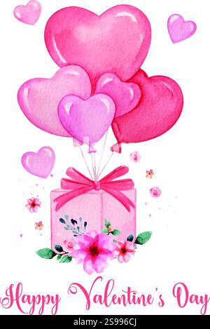 Aquarellflorales Herz Vektor, valentinstag Aquarellflorales rosa Herz Vektor Stock Vektor