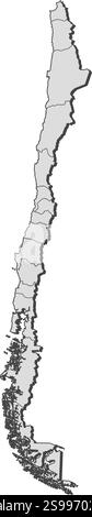Karte von Chile mit den Provinzen. Stock Vektor