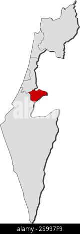 Karte von Israel mit den Provinzen, Jerusalem ist hervorgehoben. Stock Vektor