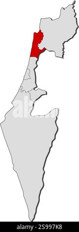 Karte von Israel mit den Provinzen, Haifa ist hervorgehoben. Stock Vektor