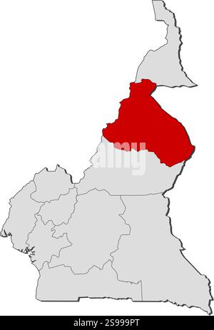 Karte von Kamerun mit den Provinzen, Northern District ist hervorgehoben. Stock Vektor