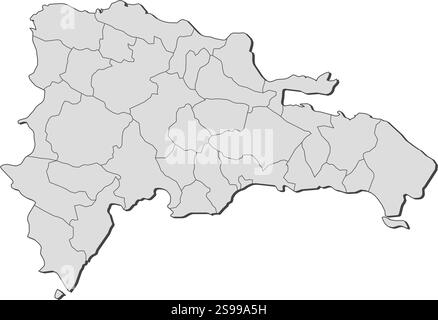 Karte der Dominikanischen Republik mit den Provinzen. Stock Vektor