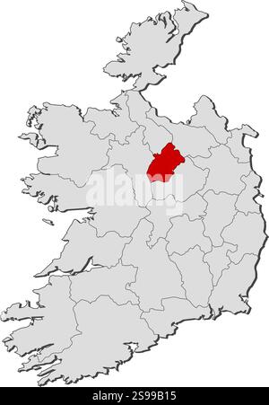 Karte von Irland mit den Provinzen, Longford ist hervorgehoben. Stock Vektor