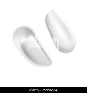 Realistische Creme-Textur-Abstrich-Vektor-Mockup. Hautpflege Schönheitsprodukt Creme Strichillustration. Glatte Grundierung des Concealers verschmiert. Make-up-Schalter für Gesicht Stock Vektor