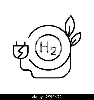 Grüne Wasserstofflinie, schwarzes Symbol. Signieren Sie für Webseite, mobile App, Schaltfläche, Logo. Schaltfläche Vektorisoliert. Bearbeitbare Kontur. Stock Vektor