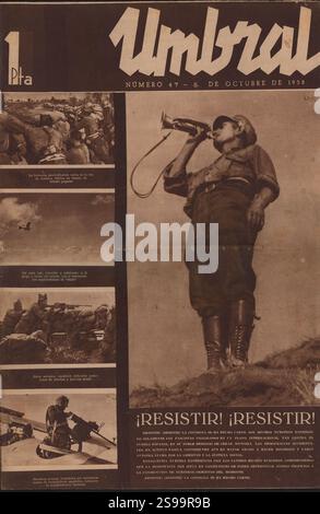 España. Guerra Civil (1936-1939). Portada de la revista Umbral. Barcelona, Octubre de 1938. Stockfoto