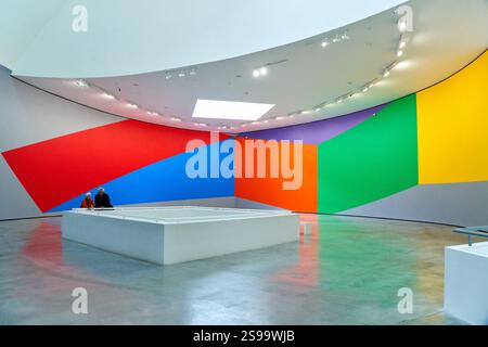 SOL LEWITT, 1928-2007, Wandzeichnung #831 (Geometrische Formen), 1997, Guggenheim Museum, Bilbao, Baskenland, Spanien Stockfoto