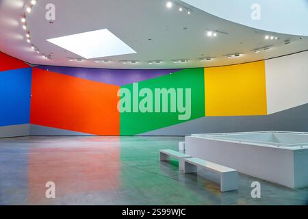 SOL LEWITT, 1928-2007, Wandzeichnung #831 (Geometrische Formen), 1997, Guggenheim Museum, Bilbao, Baskenland, Spanien Stockfoto