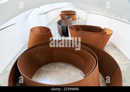 Richard Serra, The Matter of the Time, 1994-2005, Guggenheim Museum, Bilbo-Bilbao, Biskaya, Baskenland, Spanien. Stockfoto