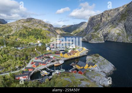 Fischerdorf Nusfjord, Flakstadoya, Lofoten, Norwegen, Europa Stockfoto
