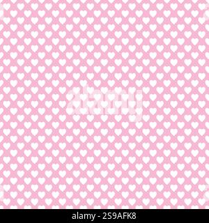 Valentinstag – Rosafarbenes Herz-Muster. Nahtloses Quadrat. Nur rosa und weiße JPG. Druckbares Digitalpapier. Für Design, Basteln, Scrapbooking Stockfoto