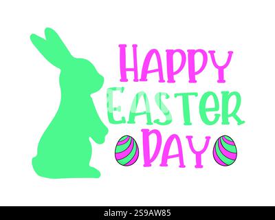 Glückliche Osterkarte mit dekorativen Eiern, nette Hasen Vektorillustration Stock Vektor