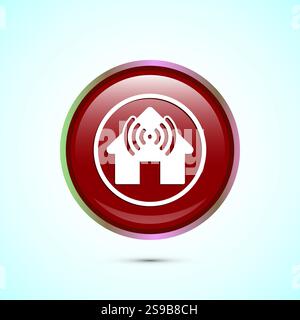 Illustration des Smart House Icons, Smart Home-Technologie und -Automatisierung, Knopfdesign Stock Vektor