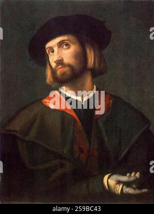 Moretto da Brescia Porträt eines Mannes um 1520 Öl auf Leinwand, 73,7 x 56 cm Szépmûvészeti Múzeum, Budapest Stockfoto
