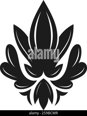 Klassisches heraldisches Ornament mit floralen Motiven, die eine symmetrische Form bilden, ideal für luxuriöse Markenidentität, Vintage-Labels und elegante Dekorationen Stock Vektor