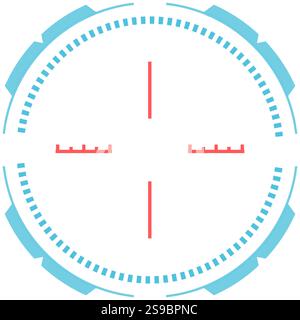 Futuristisches kreisförmiges Scharfschützen-Oszilloskop mit einer Fadenkreuz-Zielsystemschnittstelle, die Präzision und Genauigkeit für effektives Zielen in verschiedenen taktischen Szenarien bietet Stock Vektor