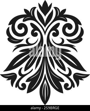 Klassisches, symmetrisches Blumendesign mit Akanthusblättern und Arabesken-Mustern für ein elegantes und raffiniertes Dekorationselement Stock Vektor