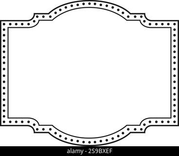 Rechteckiger Rahmen mit gepunkteten Linien entlang der Kanten und eleganten geschwungenen Ecken. Für einen raffinierten Touch für verschiedene Designzwecke. Einschließlich i Stock Vektor