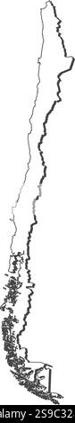 Karte von Chile, konstant wie eine schwarze Linie. Stock Vektor