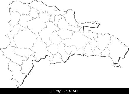 Karte der Dominikanischen Republik, konstant wie eine schwarze Linie. Stock Vektor