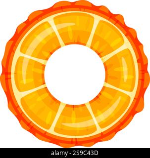 Anschauliche Darstellung eines orangen aufblasbaren Schwimmerrings. Das Design ist in leuchtenden Orange- und Gelbtönen gehalten, die an Zitrusfrüchte erinnern Stock Vektor