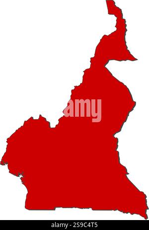 Karte von Kamerun mit den Provinzen, rot gefärbt. Stock Vektor