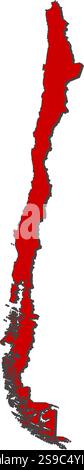 Karte von Chile mit den Provinzen, rot gefärbt. Stock Vektor