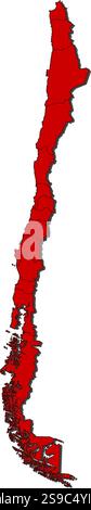 Karte von Chile mit den Provinzen, rot gefärbt. Stock Vektor