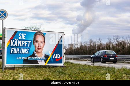 Albbruck, 12. Januar 2025: Das Wahlkampfplakat der Bundeskanzlerkandidatin Alice Weidel von der Alternative für Deutschland (AfD) für das Extrao Stockfoto