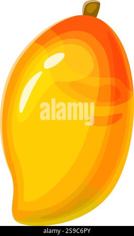 Helle und farbenfrohe Illustration, die eine reife Mango mit glatten Verläufen von Orange und Gelb zeigt, die das saftige und appetitliche Aussehen der tropischen Frucht zeigt Stock Vektor