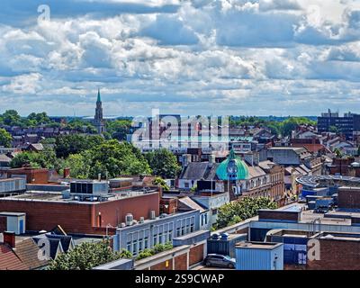 Großbritannien, South Yorkshire, Doncaster, Luftaufnahme des Stadtzentrums von Doncaster. Stockfoto