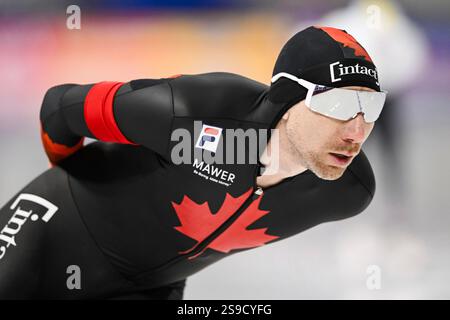 CALGARY, ab, KANADA - 25. JANUAR: Ted-Jan Bloemen (CAN) Rennen während der 10000 m langen Männer Division A bei ISU World Cup Speed Skating #3 am 25. Januar 2025 im Olympic Oval in Calgary, ab, Kanada (Foto: David Kirouac) Credit: dpa Picture Alliance/Alamy Live News Stockfoto