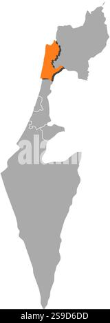 Karte von Israel mit den Provinzen, Haifa ist orange hervorgehoben. Stock Vektor