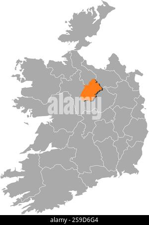 Karte von Irland mit den Provinzen Longford ist orange hervorgehoben. Stock Vektor