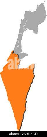 Karte von Israel mit den Provinzen, Kujalleq ist orange hervorgehoben. Stock Vektor