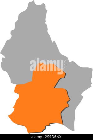 Karte von Luxemburg mit den Provinzen, Luxemburg ist orange hervorgehoben. Stock Vektor