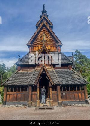 Begeben Sie sich in die Vergangenheit im Norwegischen Volksmuseum, wo Norwegens reiche Traditionen und Erbe zum Leben erweckt werden. Stockfoto