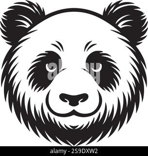Panda Bären Gesicht Silhouette Design Vektor Vorlage auf einem weißen Hintergrund. Panda mit einem ernsthaften Blick. panda-Logo. Stock Vektor