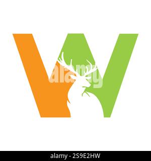 Initial Monogramm Letter W Deer Logo Design Vektor Vorlage Stock Vektor