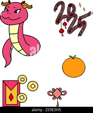 Chinesische Neujahrsschlange 2025 von Knoblauch Mystudio Stock Vektor